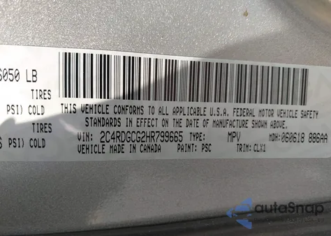 2017 Dodge Grand Caravan Sxt from USA, damaged, VIN 2C4RDGCG2HR799665